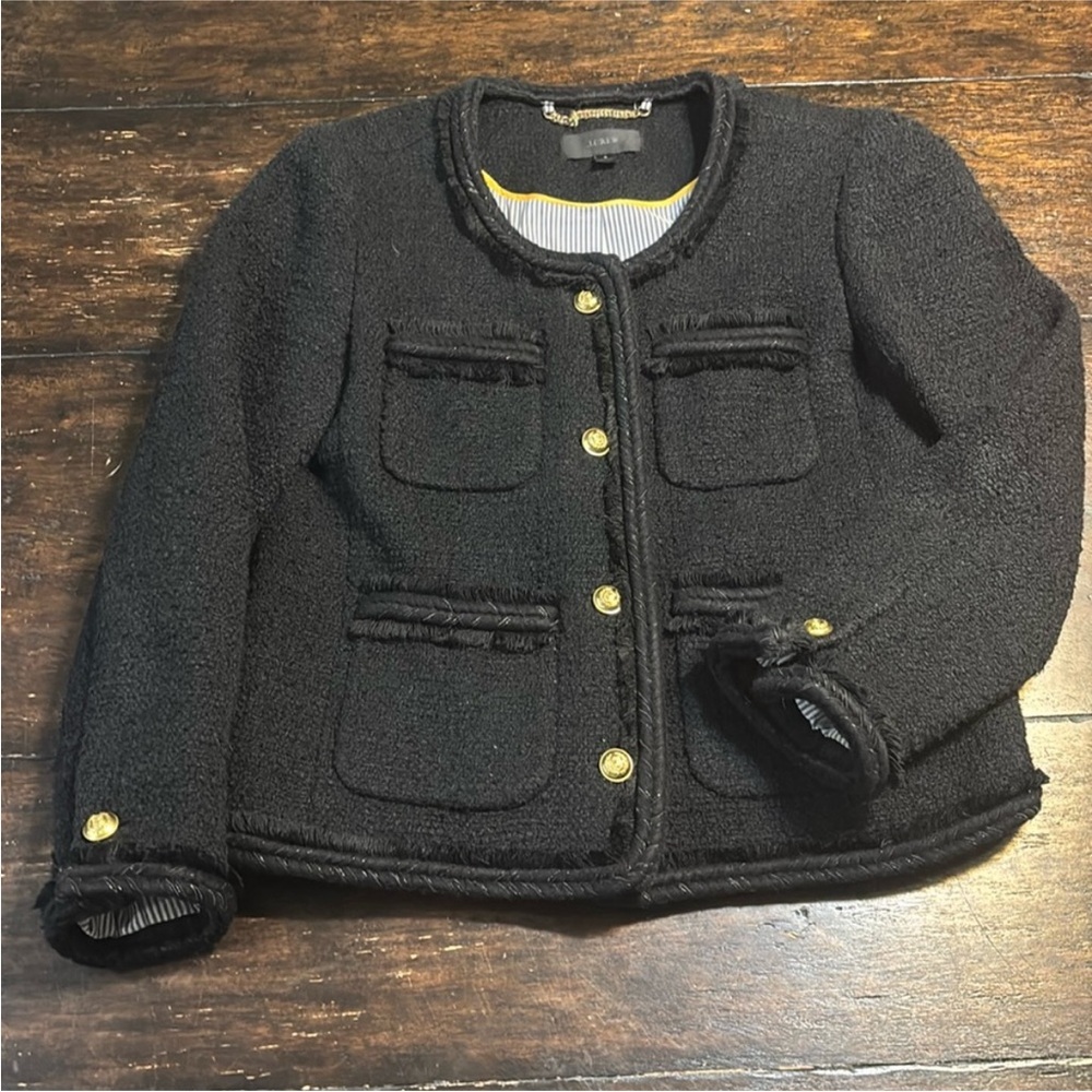 J. Crew Black Lady Jacket w gold buttons